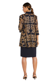 Two-Piece Printed Brocade Jacket and Dress Set