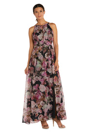Print Floral Clip Cutaway Halter Dress