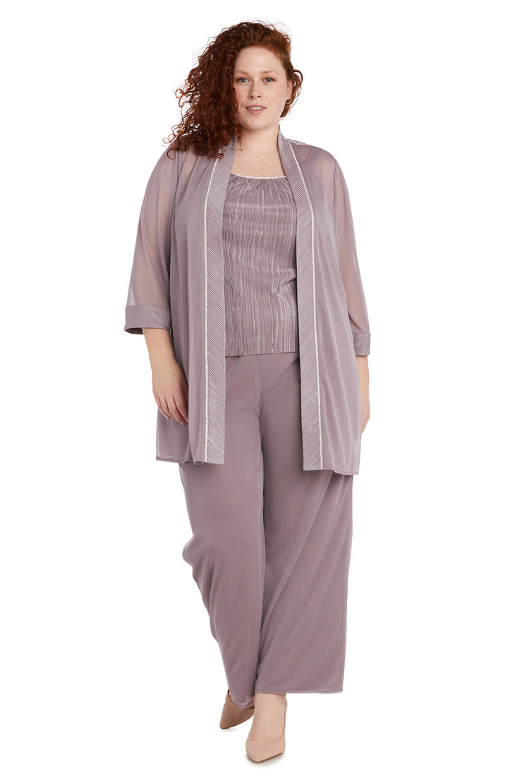 Three-Piece Pant Suit with Sheer Jacket - Plus