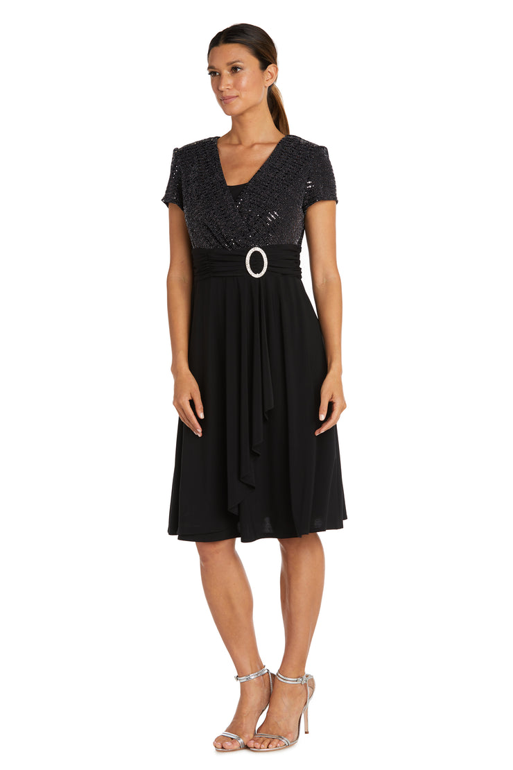 Cascade Wrap Dress with Rhinestone Buckle