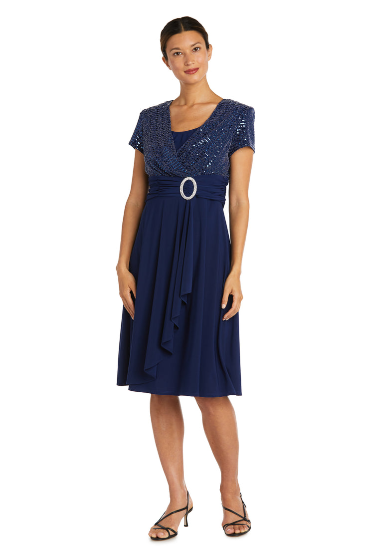 Cascade Wrap Dress with Rhinestone Buckle