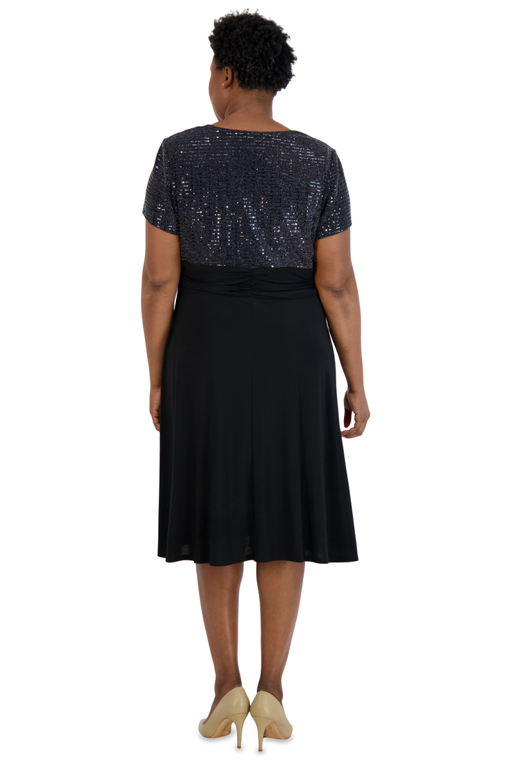 Cascade Wrap Dress with Rhinestone Buckle - Plus