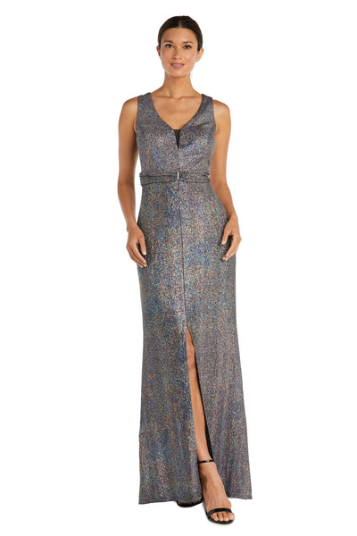 Multi Colored Gown with Front Slit Gown - Petite