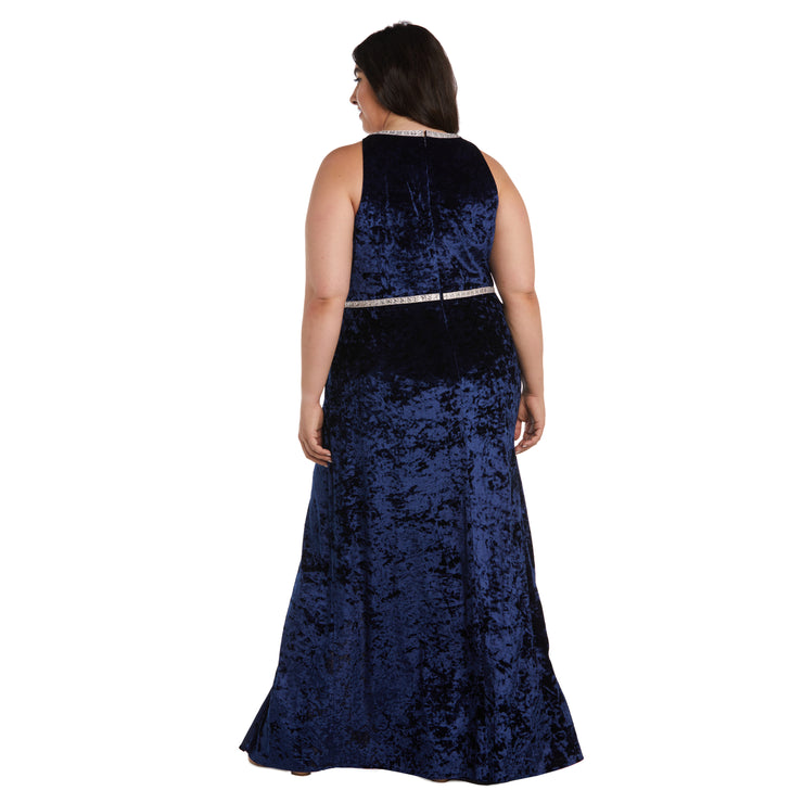 Long Crinkle Velvet Dress - Plus