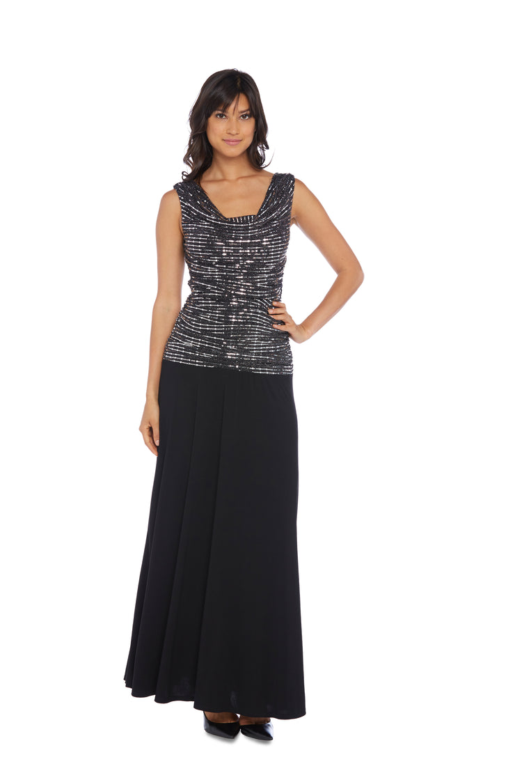 Sleeveless Maxi Gown with Sequined Top