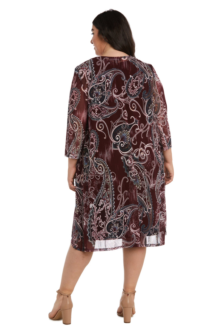 Two-Piece Printed Jacket and Dress Set - Plus