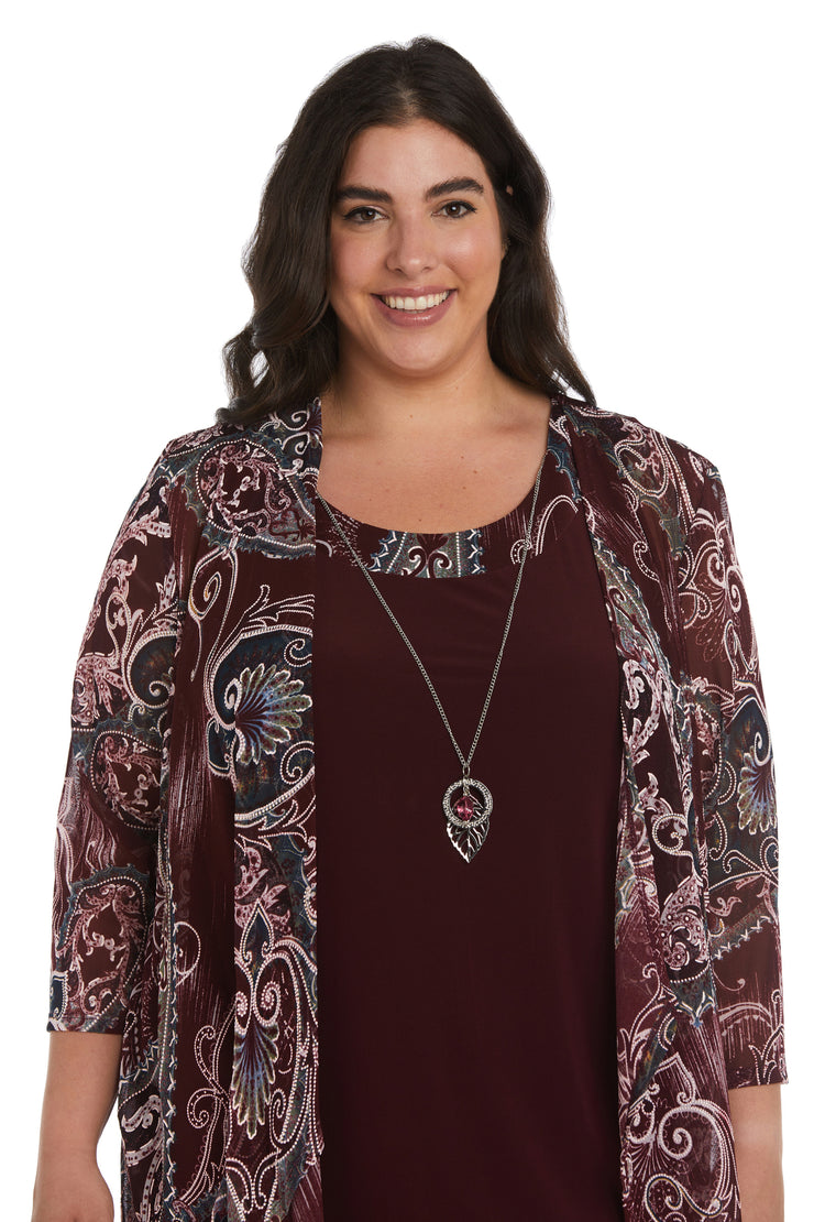 Two-Piece Printed Jacket and Dress Set - Plus