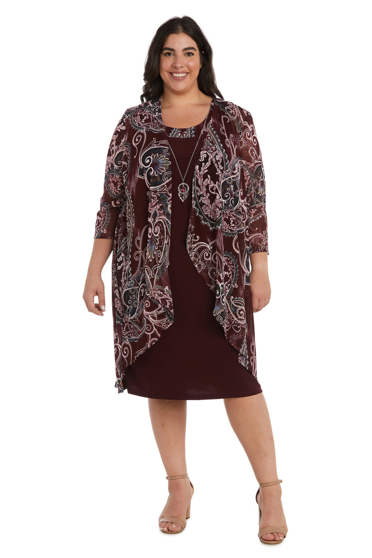 Two-Piece Printed Jacket and Dress Set - Plus