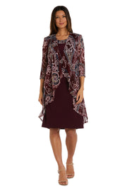 Two Piece Printed Jacket and Dress Set - Petite