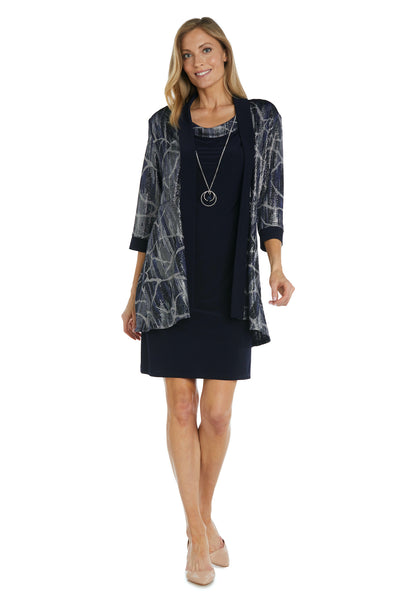Two-Piece Print Foil and Ity Jacket Dress - Petite