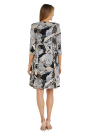 Puff Printed Ity Flyaway Jacket Dress With Paisley Scroll Print