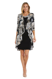 Puff Printed Ity Flyaway Jacket Dress With Paisley Scroll Print