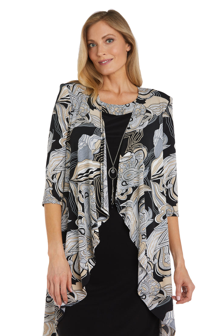 Puff Printed Ity Flyaway Jacket Dress With Paisley Scroll Print