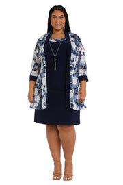 Two-Piece Printed Jacket and Dress Set - Plus