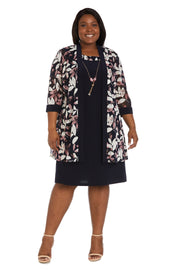 Puff Print Power Mesh and Ity Swing Jacket Dress - Plus