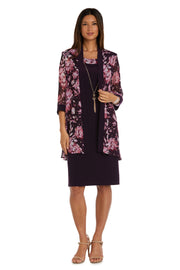 Two Piece Printed Floral Jacket and Dress Set