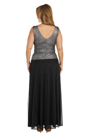 Glitter Knit Ruched Top with Long Chiffon Skirt