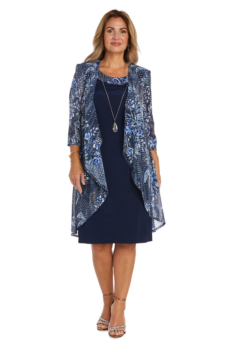 R&M Richards Women's One Size Glitter Trim Jacket Dress, Navy, Small Petite  : : Clothing, Shoes & Accessories