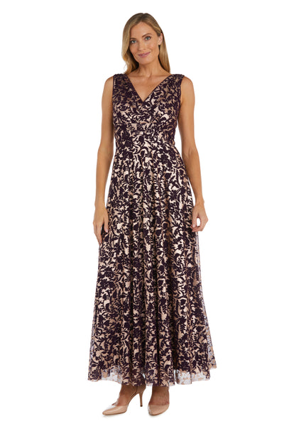 Sculpted Waist Fit and Flare Pleated Print Dress