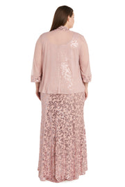 Long Sequined Floral Jacket Dress - Plus